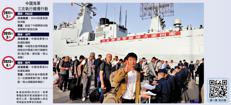天顺注册：中国海军两舰赴苏丹撤侨 “祖国不会放弃任何一位同胞”